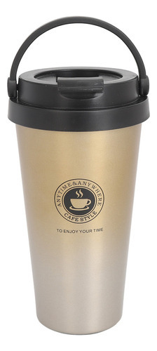 Taza Café Aislada Con Tapa Acero Inoxidable Amarillo 500ml