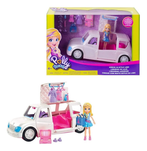 Auto Limusina Polly Pocket + Vestidos Ropa Y Accesorios 