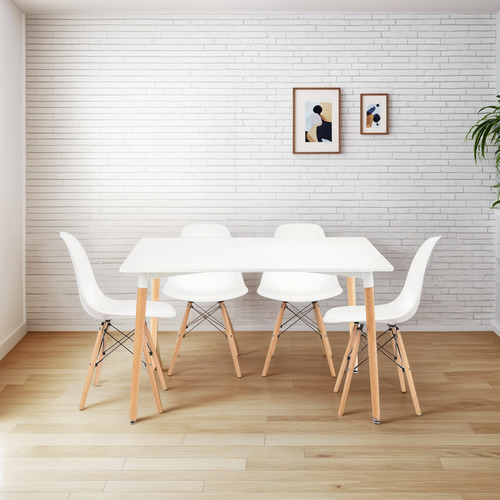 Juego De Comedor Mesa Eames 120x80 + 4 Sillas Eames