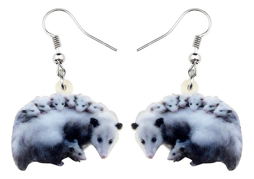 Aretes Acrilico Possum Colgantes Lindos Regalos Zarigüeya Pa