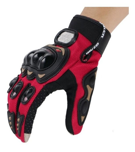 Guantes Rojo Para Moto Malla Protecciones Nudillos Y Palma 