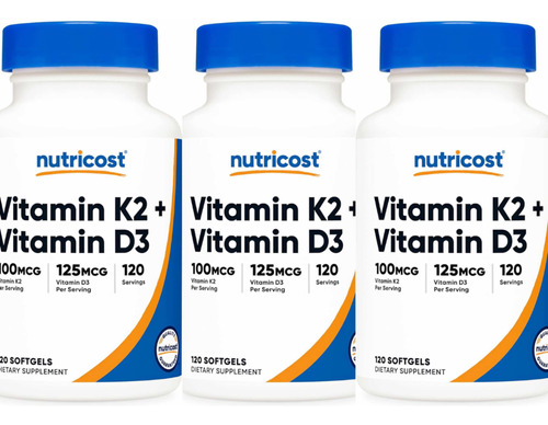 Vitamina D3 + K2 Mk7 5000iu 100mcg 360 Capsulas Blandas Usa