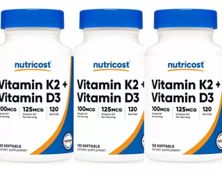 Vitamina D3 + K2 Mk7 5000iu 100mcg 360 Capsulas Blandas Usa
