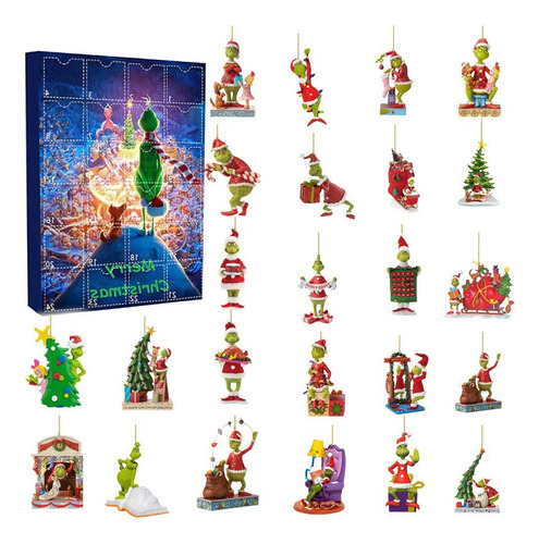 Caja Ciega Grinch Acrílico Para Navidad, 24 Cuadrícula