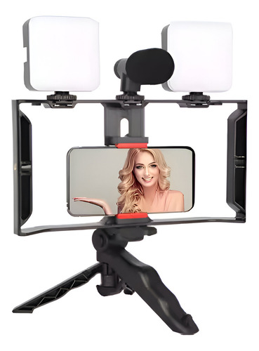 Estabilizador De Celular Telefono Bluetooth Tripode Estabilizador Gimbal Con Focos Led Y Micrófono Kit De Grabacion Y Creación De Contenido Soporte Para Celular Estabilizador Tipo Ulanzi