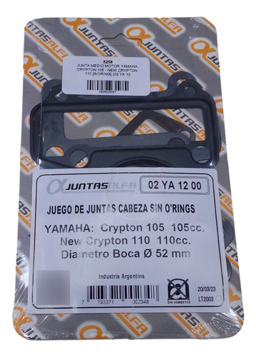 Junta Medio Motor Yamaha Crypton 105 - New Crypton 110 Spot