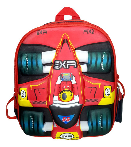 Mochila Escolar Infantil Auto 3 D Rigida Reforzada Escuela 