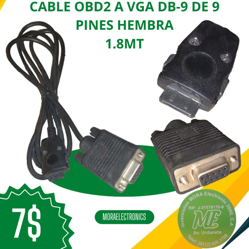 Cable Obd2 A Vga Db-9 De 9 Pines Hembra 1.8mtr 