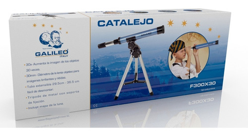 Imagen 2 de 4 de Telescopio Catalejo Infantil F300x30 + Tripode Galileo Full