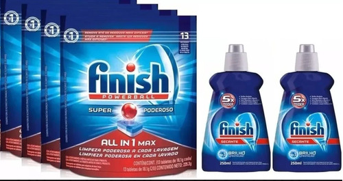 Kit Lava Louças Finish  = 4 Tablets 211g + 2 Secante 250ml 