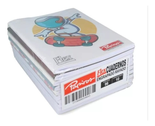 Cuaderno Papiros Flex 96 Hojas Rayado X 10 Unidades 