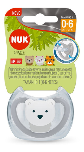 Imagem 4 de 4 de Chupeta Space Ursinho Branco Unissex 0 A 6 Meses S1 - Nuk