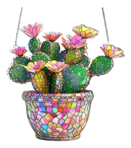 Decoración Colgante Acrílica 2d Con Forma De Flor De Cactus,