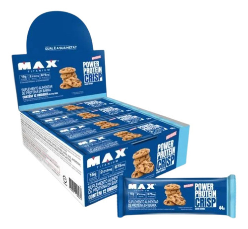 Power Protein Crisp - Cx 12 Unidades - Max Titanium Sabor Cookies