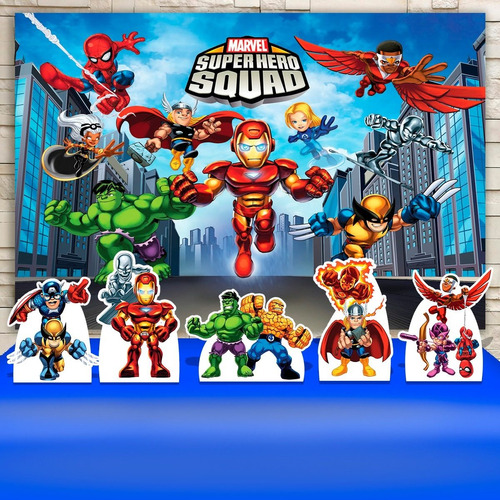 Kit Painel+display Festa Marvel Super Hero Squad Rubi