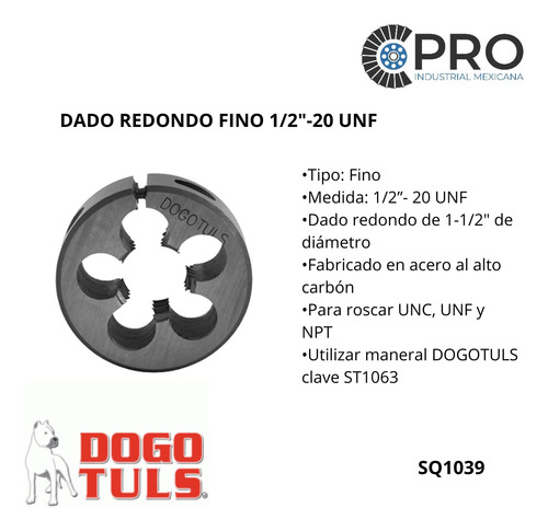 2 Dados Redondos 1-1/2 Fino 1/2-20 Ajust Aac P