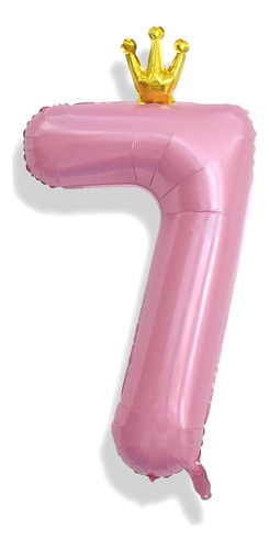 Globo De Número 7 Rosa Pastel 101,6 Cm Para Cumpleaños