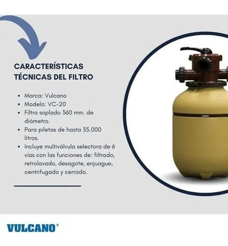 Filtro Vc-20 Soplado Vulcano P/30.000lts
