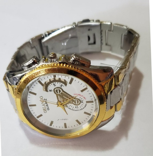 Relógio Masculino Luxo Dourado Luxo Mecanismo Japonês
