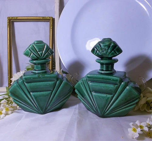  Antiguos Perfumeros Cerámica Art Deco Diseño Diamante