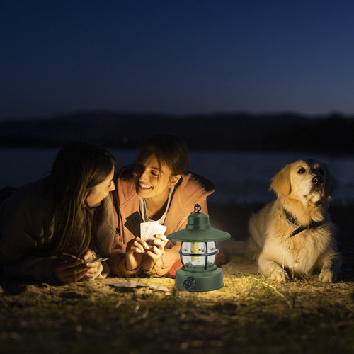 Lampara Diseño Retro Led Linterna Camping Recargable Lampara Color Verde