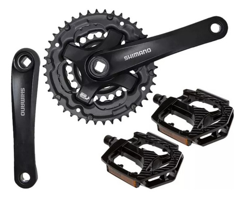 Triplato Shimano Ty301 Con Pedales De Lujo 