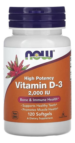 Suplemento em softgels NOW  Bone & Immune Health Vitamin D-3 2000 IU vitamina d3 Vitamin D-3 2000 IU em pote 120 un