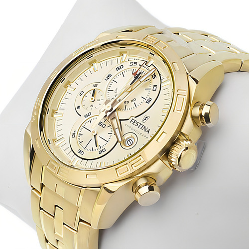 Relógio masculino Festina Gold Chronograph com 50% de desconto