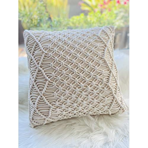 Funda De Almohada Boho De Macramé, Hermosa Funda Sofá...