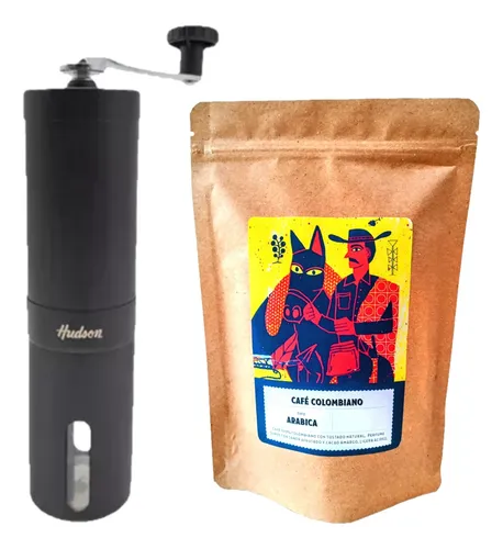 Molinillo De Cafe Hudson Negro + Cafe Colombia En Grano 250g
