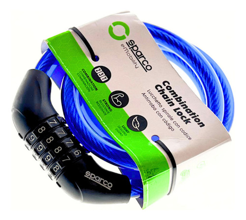 Candado Sparco Se804bl Para Bicicleta Ligero Y Seguro Color Azul