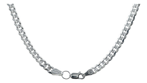 Cadena Cubana Diamantada Mujer Plata Italy 925 45 Cm X 4 Mm