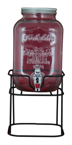 Dispensador Bebidas Vitrolero 4 L Tipo Mason Agua C/ Soporte