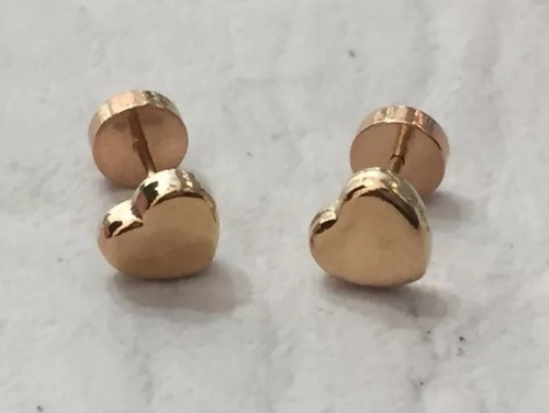 Aros Abridores De Oro 18k Diseño Corazón Para Bebés Y Niñas