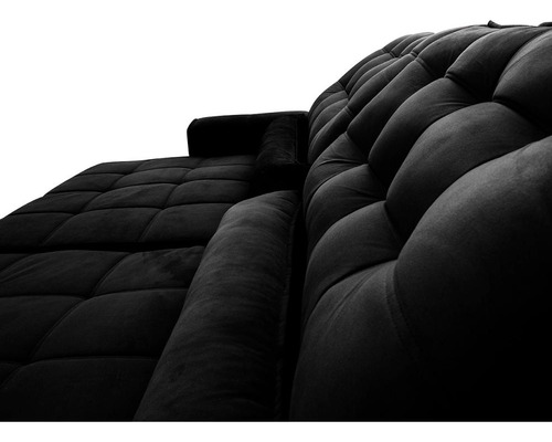 Sofá Retrátil Reclinável Alaska 2,30m Preto C/ Molas
