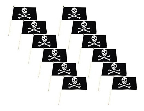 Bandera Piratas Pirata - Jolly Roger - Bandera De Palo De 12