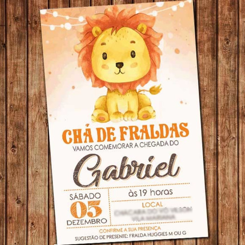Convite Chá De Fraldas Leãozinho Digital | MercadoLivre Convite Chá De Fraldas Leãozinho Digital | MercadoLivre
