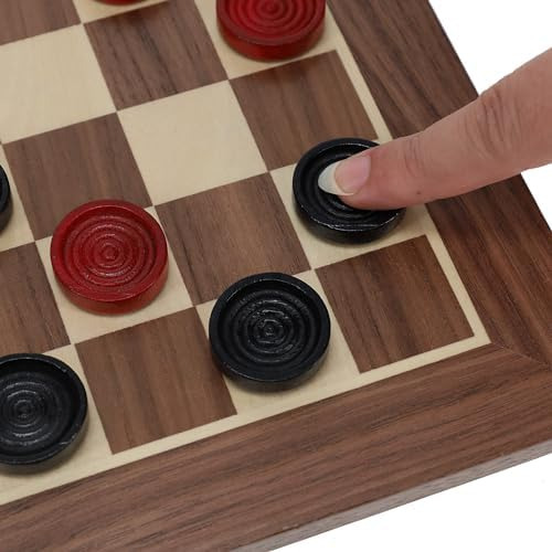 Juego De Damas De Madera Rojas Y Negras De La Vieja Escuela