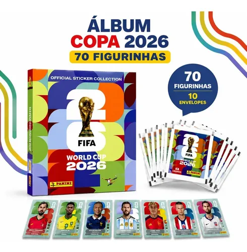 Kit Album Copa Do Mundo Fifa 2026 Capa Mole + 70 Figurinhas