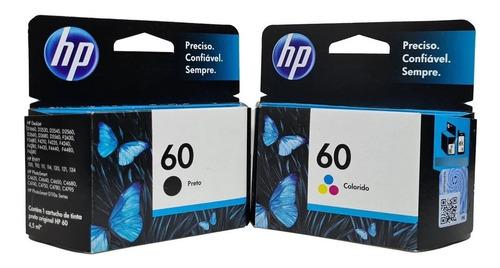 Kit Cartuchos Hp 1 Preto 60b E 1 Color 60 F4280, D1660 F4480