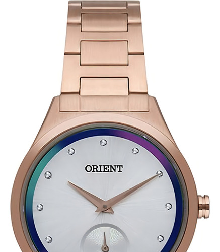 Relógio De Pulso Orient Com Corria De Aço Inoxidável Cor Rosê - Fondo Branco
