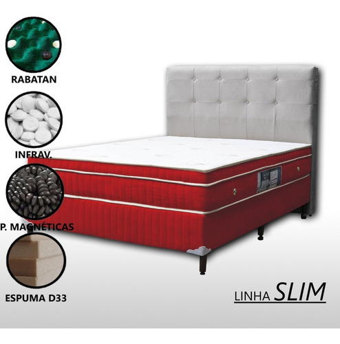 Cama Box Viúva (1,20x1,88m) D45 Firme Magnético Cor Vermelho