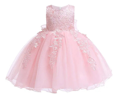 Vestido Para Cumpleaños, Vestido Infantil Con Lazo