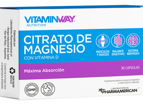 Vitamin Way Kit X2 Cajas Citrato De Magnesio Vitamina D X30