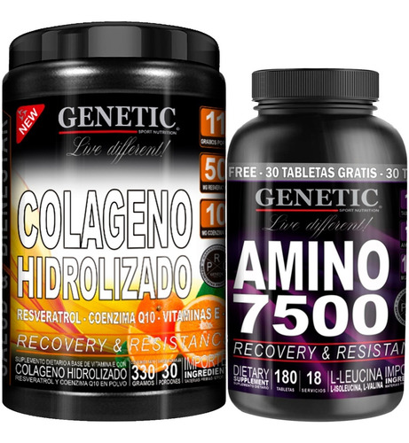 Colágeno Antioxidante Resveratrol Q10 Vit Amino 7500 Genetic