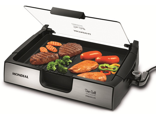 Chapa Due Grill Inox Premium 1500w Mondial 220v Preto/inox