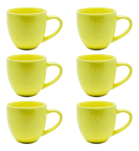 Jogo 12 Xicara Café Chá Porcelana 95ml Colorida Cor Amarelo