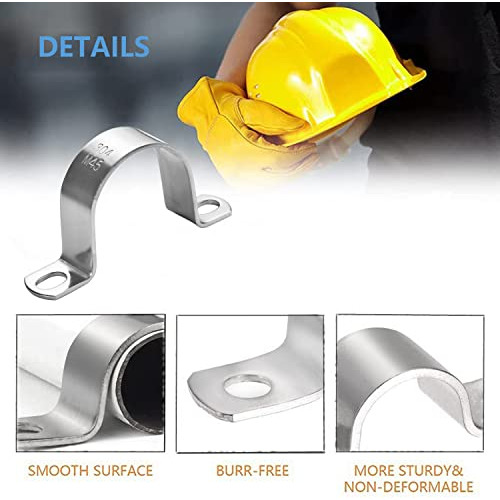Peromi 5 Pcs 89mm 2 Hole Heavy Duty U-pipe Strap Clamp,stain