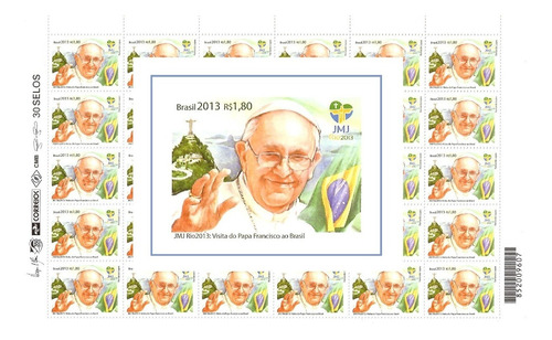 Folha Inteira Selo 3290 Visita Do Papa Francisco Ao Brasil