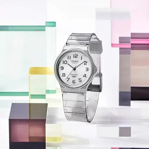 Reloj Casio Mq-24s-8b Gris Malla Trasparente Microcentro